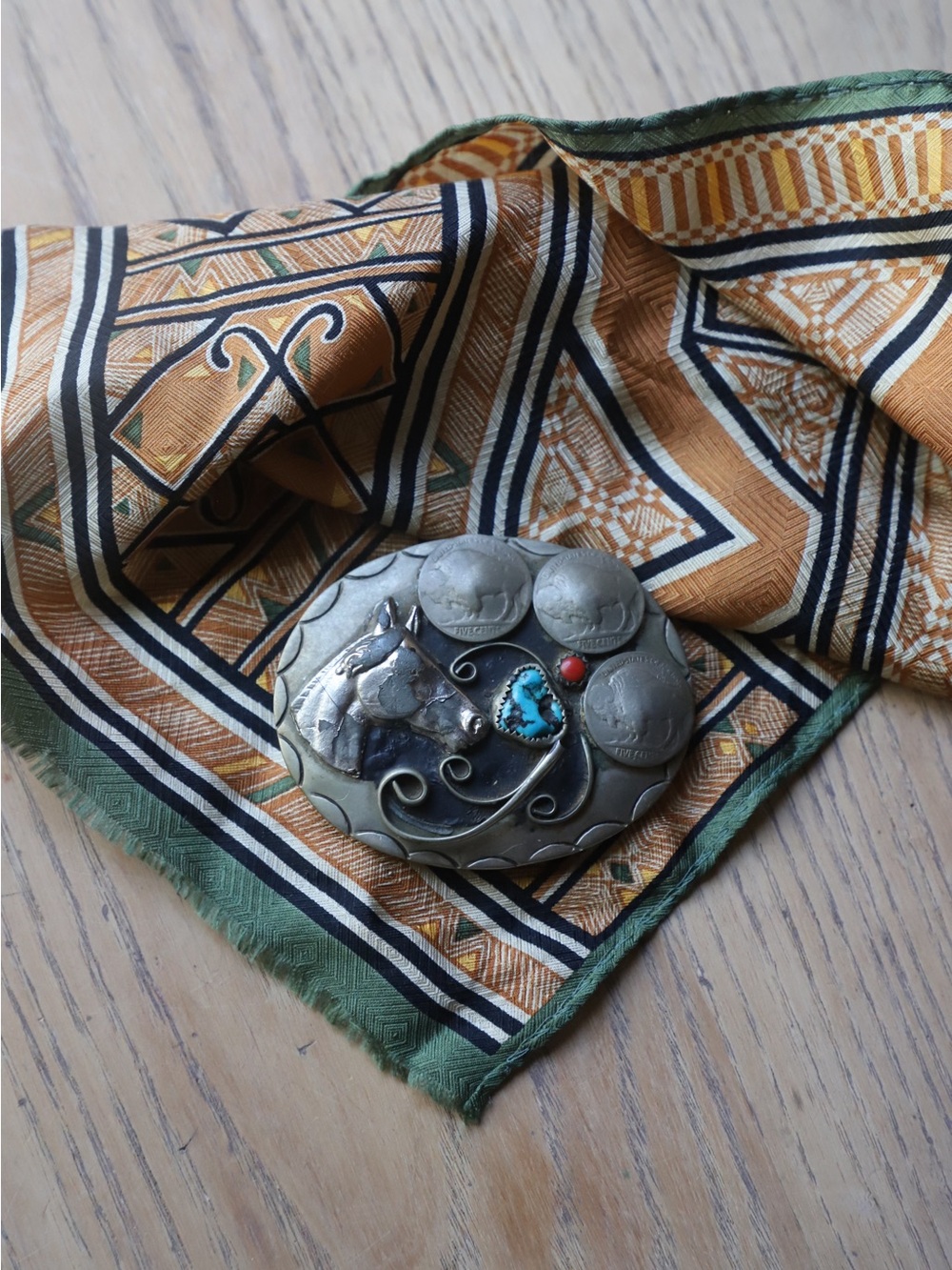 Vintage Silver buffalo nickle buckle